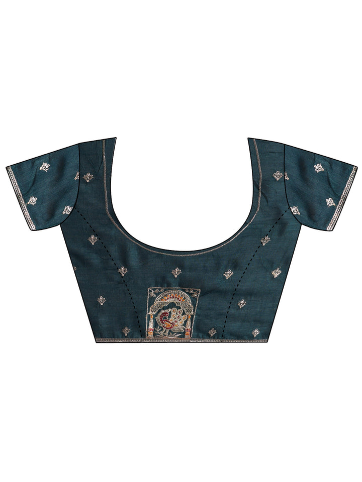 Maroon Printed Silk blend Saree With Unstitched Blouse Piece