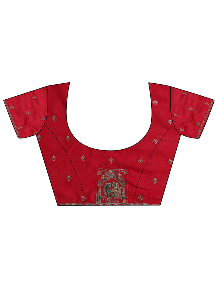 Green Printed Bandhani Silk Blend Saree With Unstitched Blouse Piece