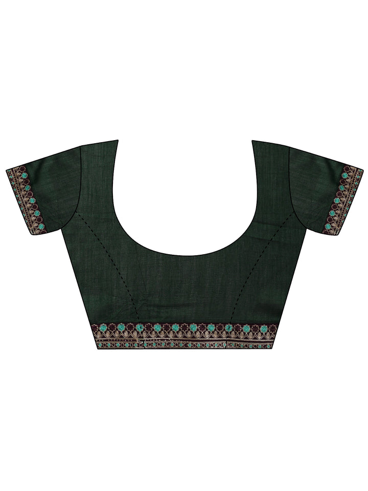 Purple Printed Silk blend Saree With Unstitched Blouse Piece