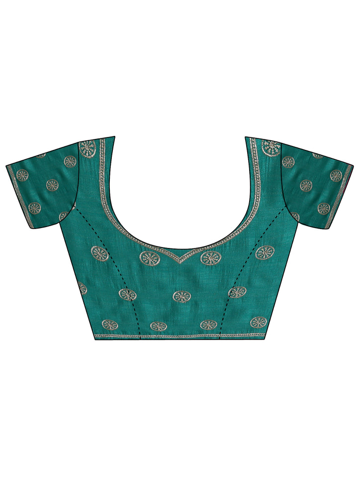 Green Embellished Silk blend Saree With Unstitched Blouse Piece