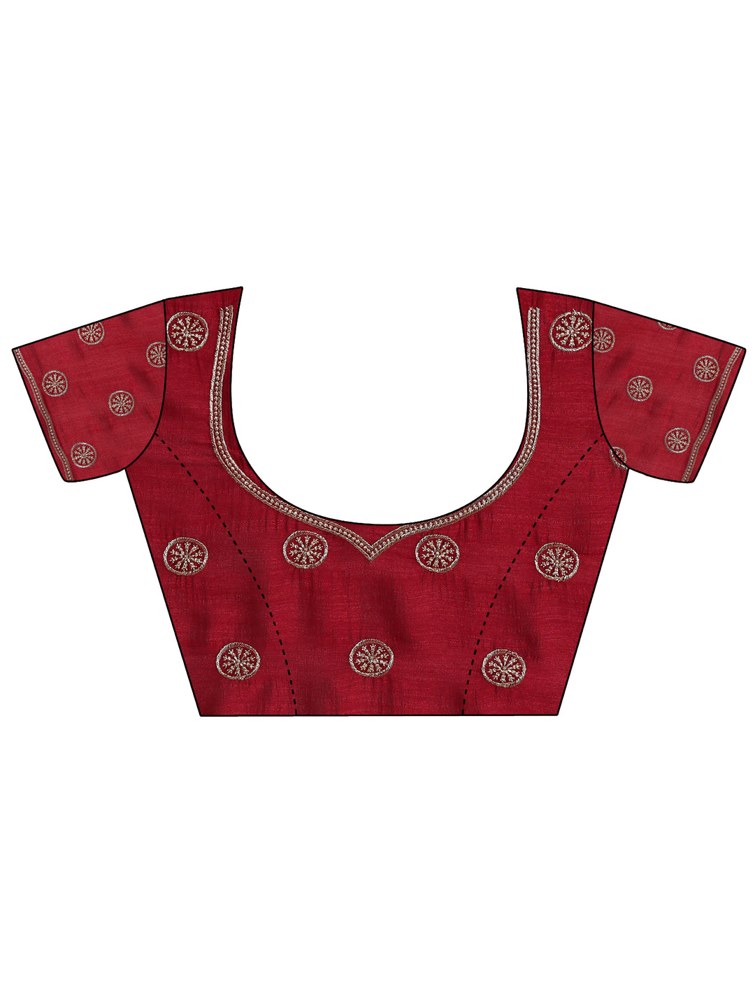 Maroon Embellished Silk Blend Saree With Unstitched Blouse Piece