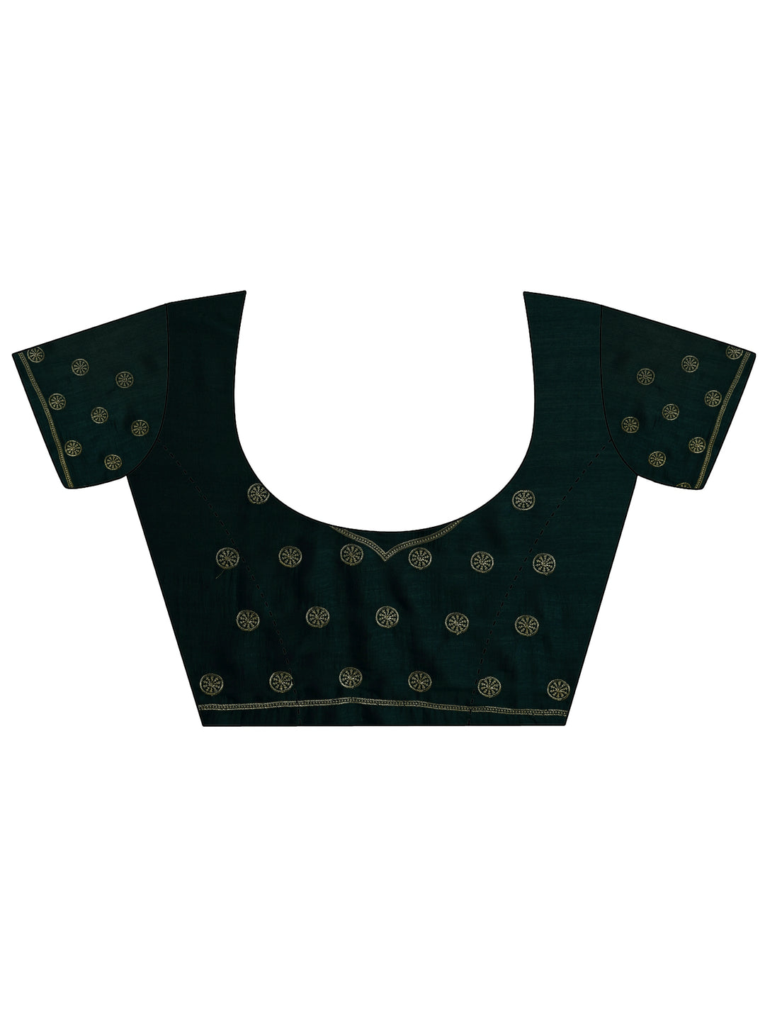 Teal Embellishments Silk Blend Saree With Unstitched Blouse Piece