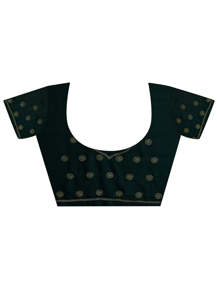 Teal Embellishments Silk Blend Saree With Unstitched Blouse Piece