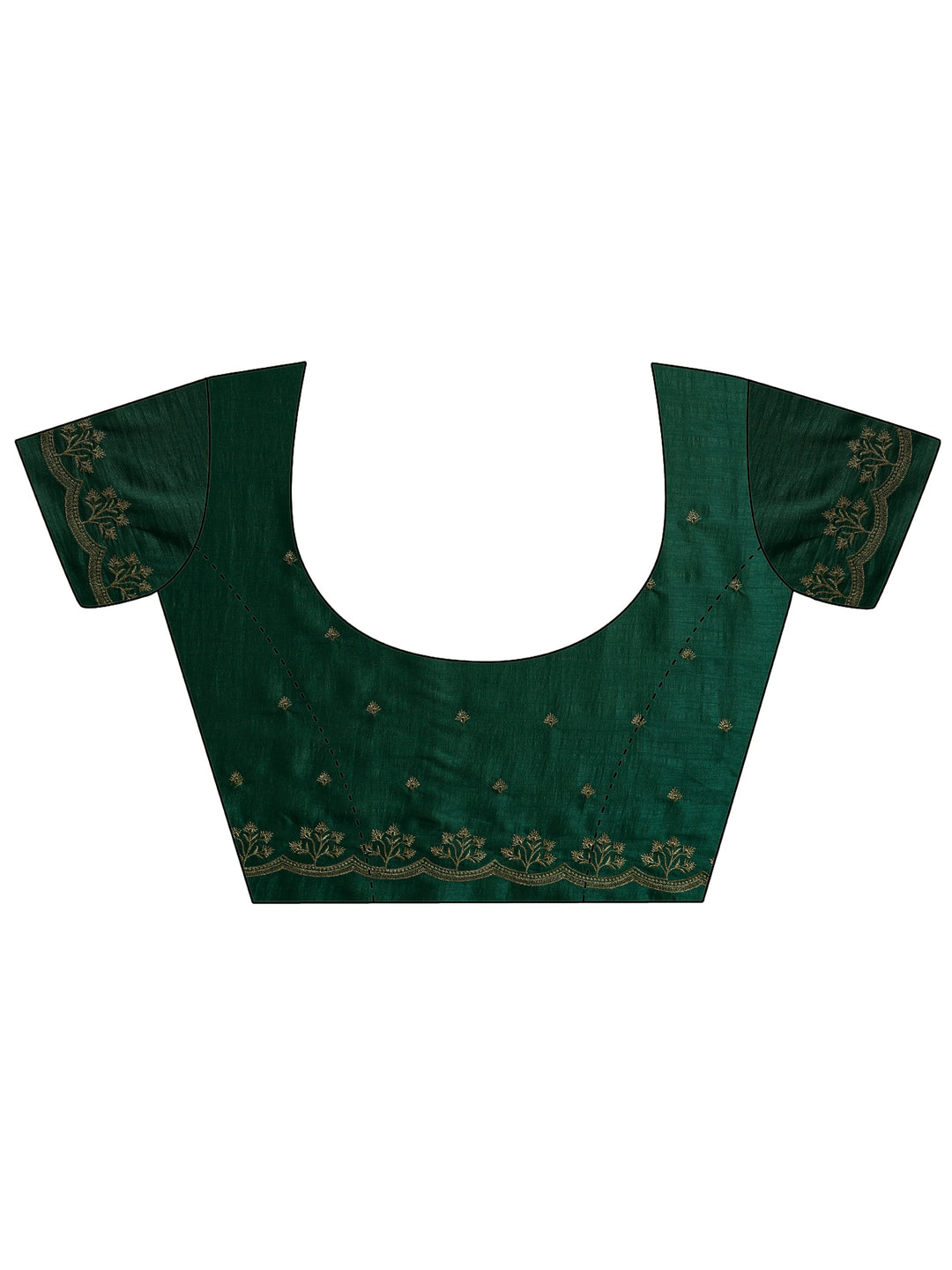 Green Embroidered Silk Blend Saree With Unstitched Blouse Piece