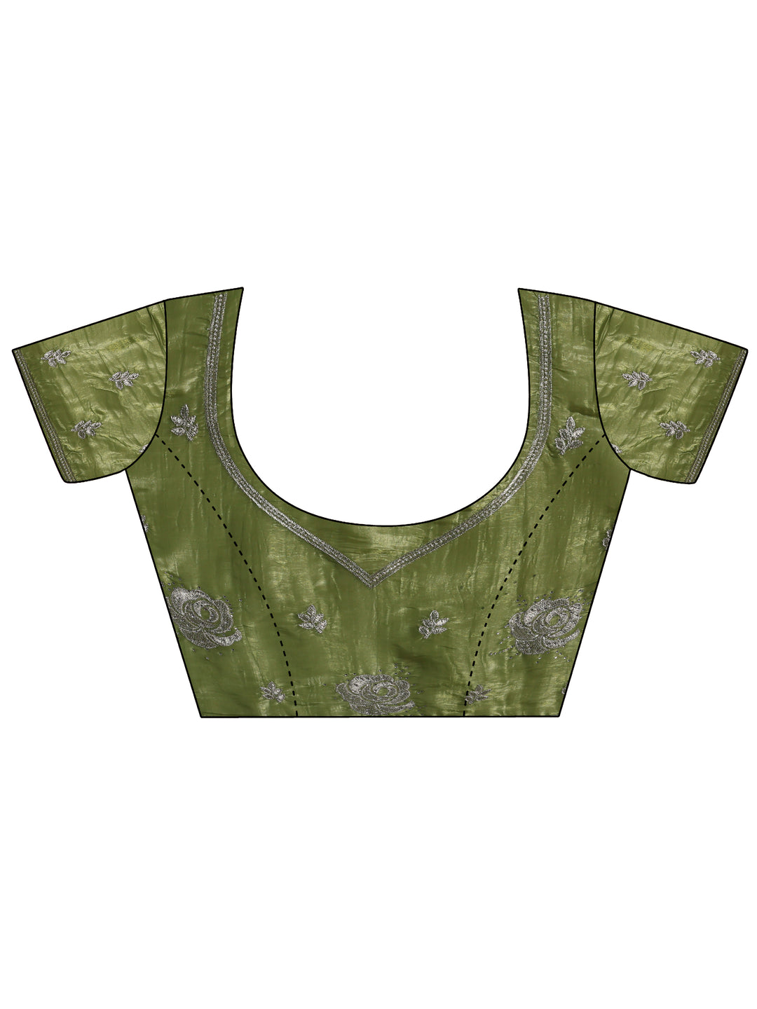 Olive Embroidered Jimmy Choo Organza Saree With Unstitched Blouse Piece