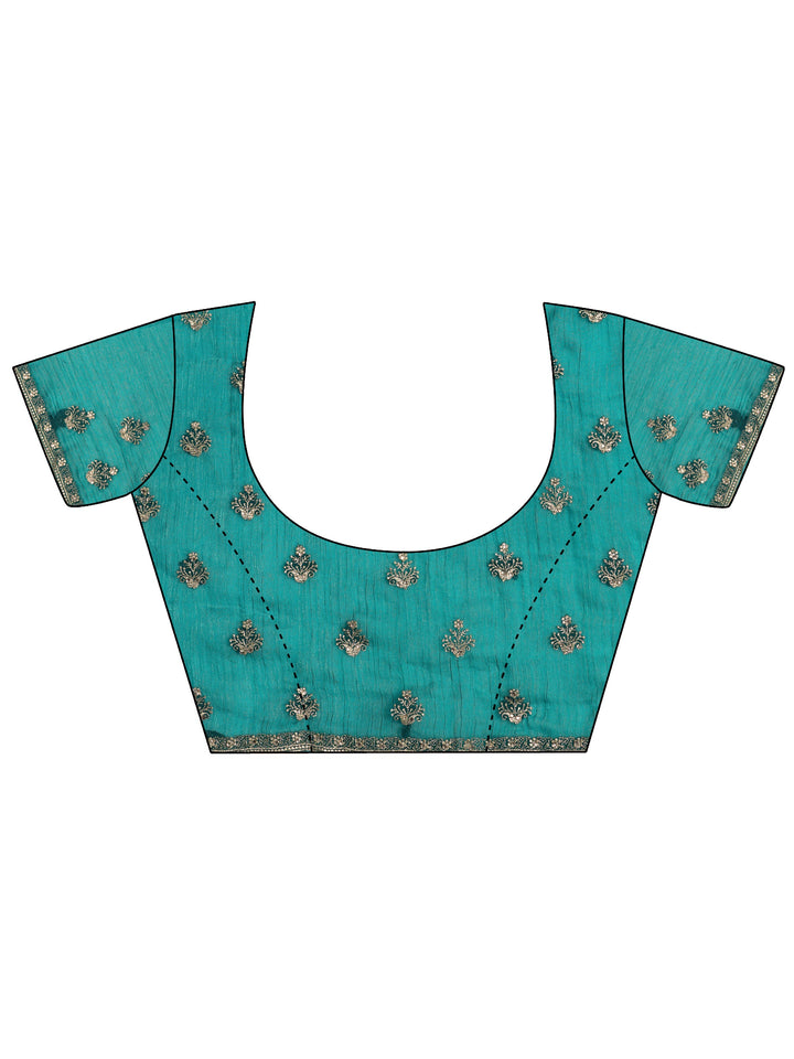 Green Embroidered Chiffon Saree With Unstitched Blouse Piece