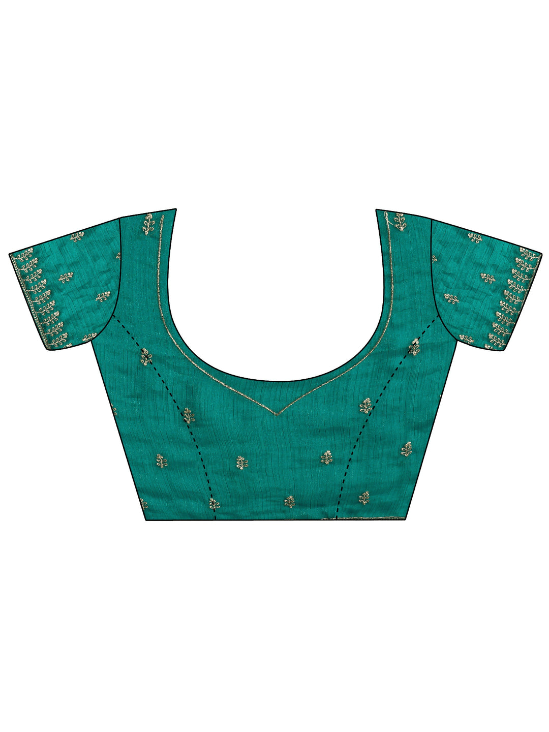 Teal Embellished Chiffon Saree With Unstitched Blouse Piece