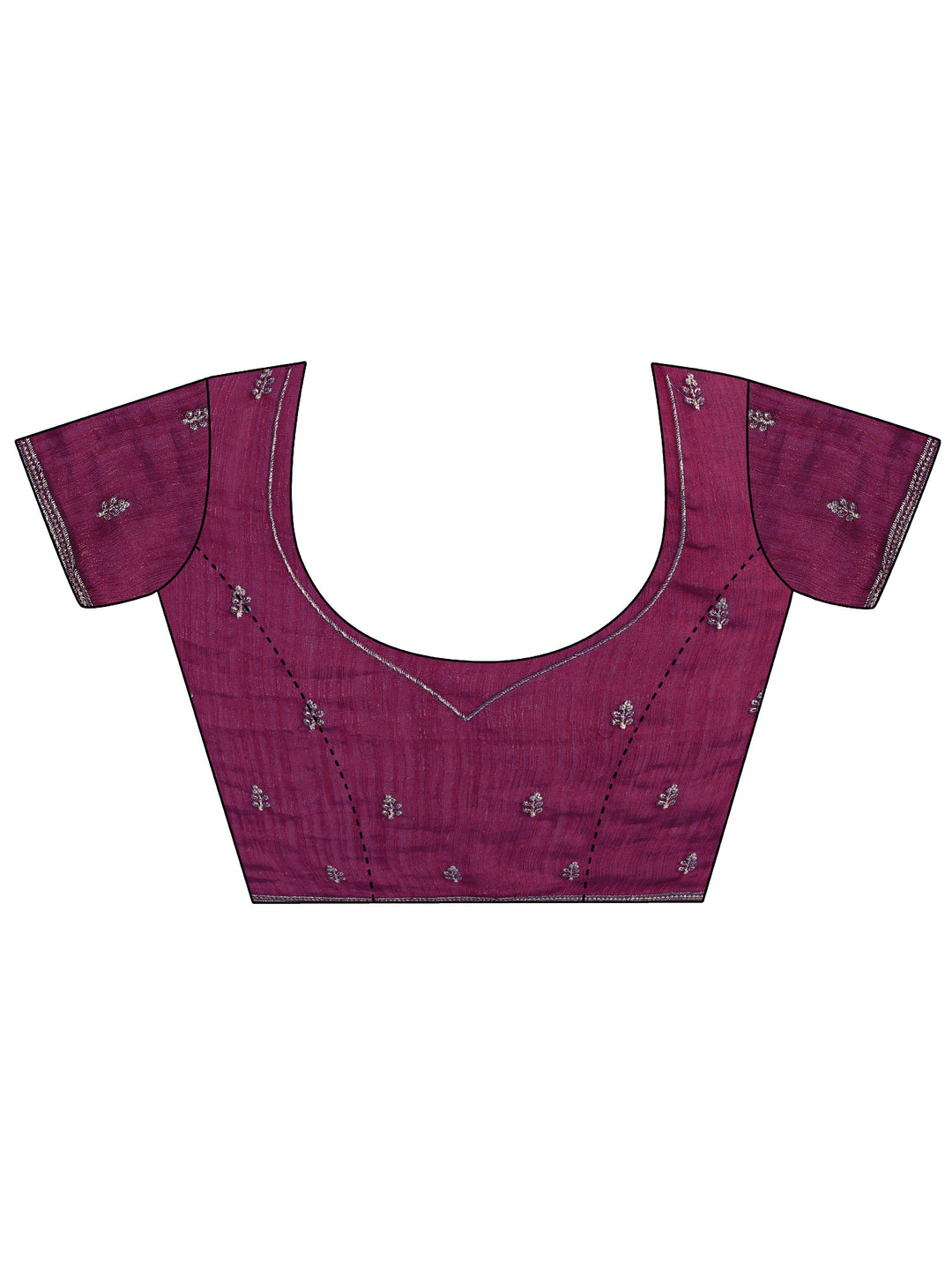 Magenta Embellished Chiffon Saree With Unstitched Blouse Piece