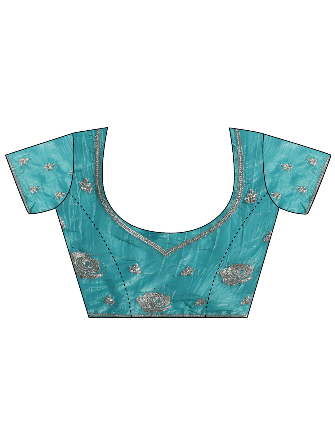 Blue Embroidered Nylon Saree With Unstitched Blouse Piece