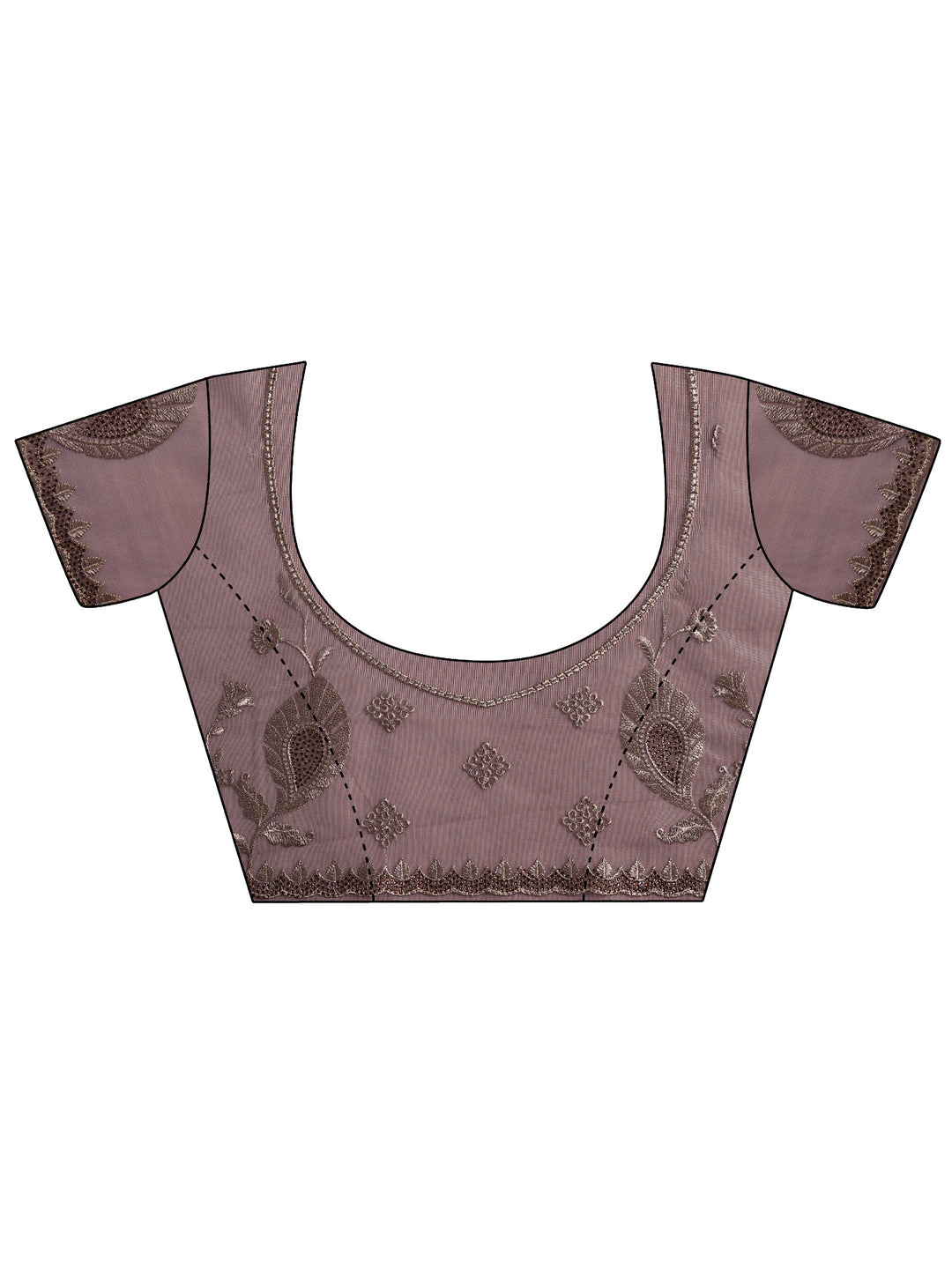 Mauve Embroidered Nylon Saree With Unstitched Blouse Piece