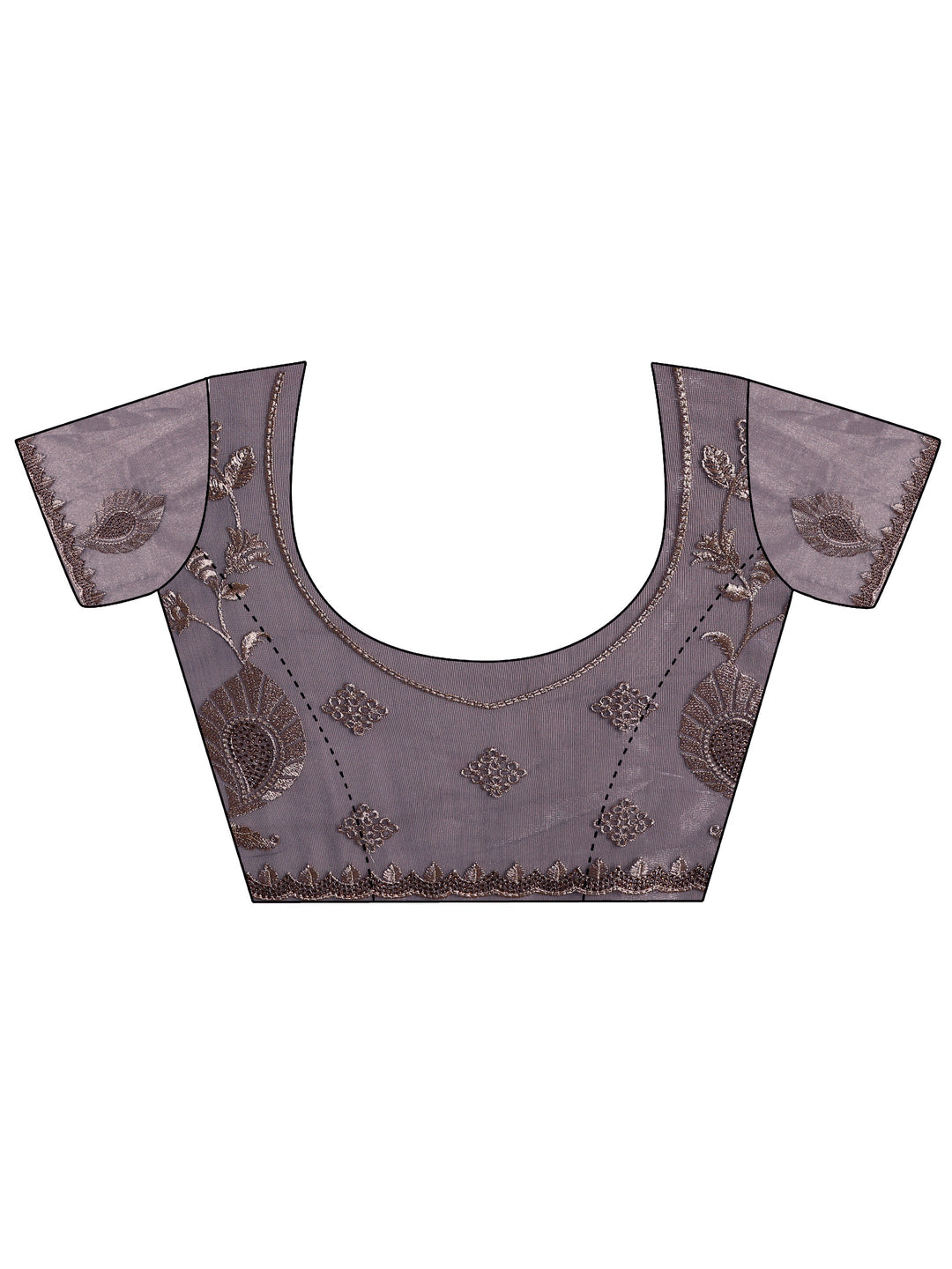 Lavender Embroidered Nylon Saree With Unstitched Blouse Piece