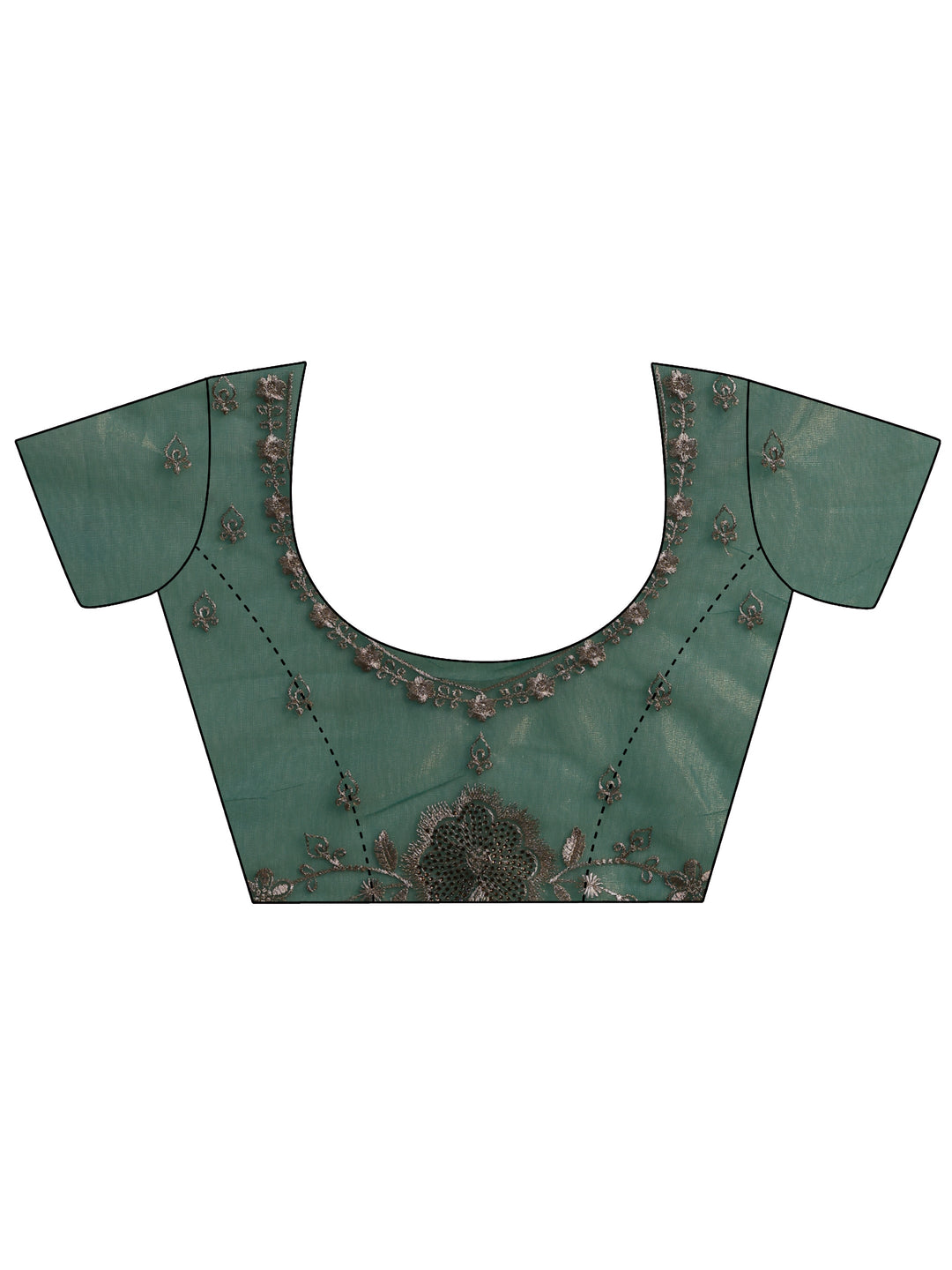 Blue Embroidered Nylon Saree With Unstitched Blouse Piece