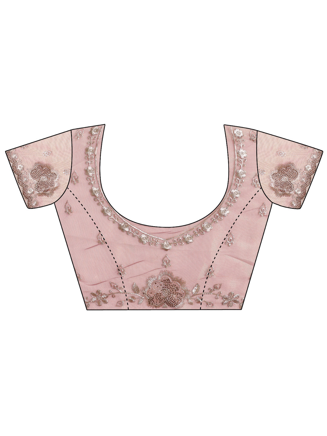 Mauve Embroidered Nylon Saree With Unstitched Blouse Piece