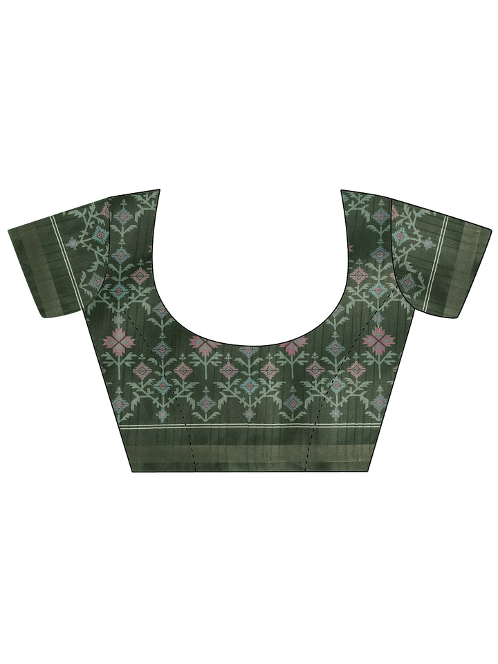 Green Embellished Silk Blend Saree With Unstitched Blouse Piece