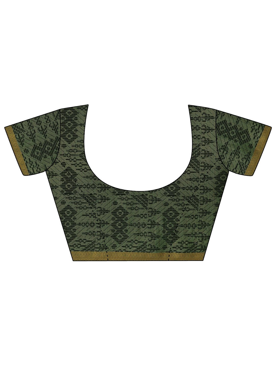 Green Solid Silk Saree With Unstitched Blouse Piece