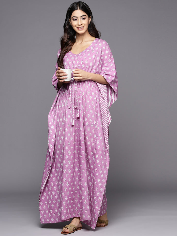 Lavender Printed Cotton Nightdress