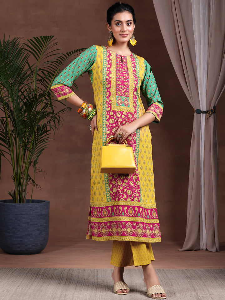 Multi Printed Poly Crepe Straight Kurta Set