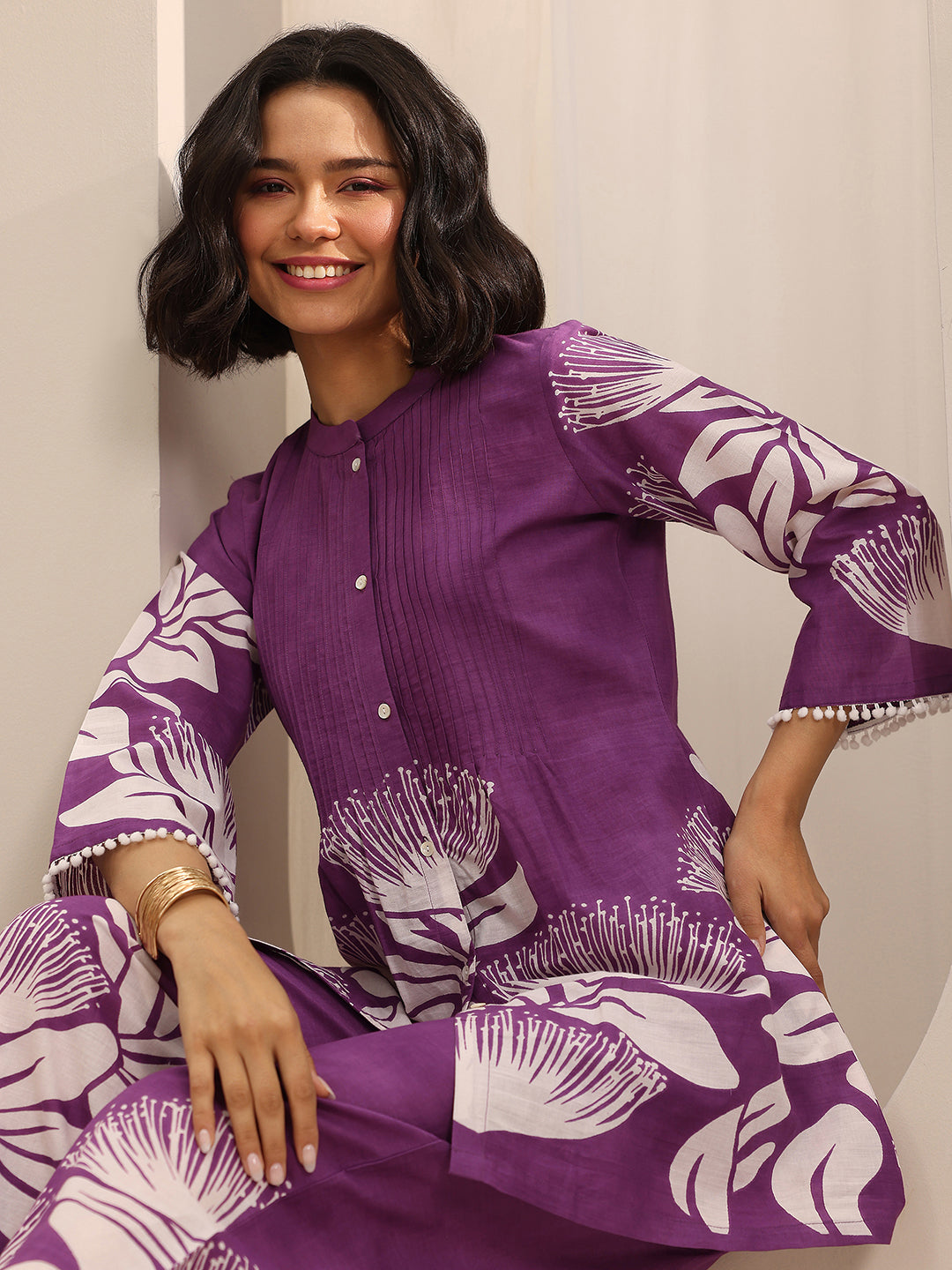 Purple Printed Cotton Co-Ord Sets