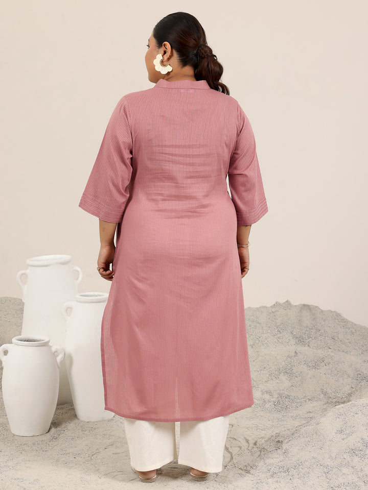 Plus Size Mauve Printed Cotton Straight Kurta