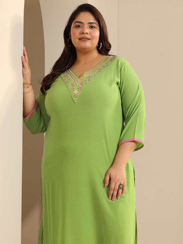 Green Yoke Design Silk blend Straight Kurta
