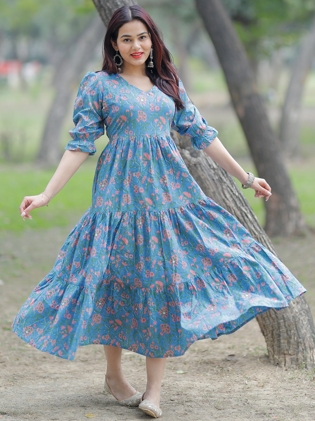 Buy Blue Printed Cotton Fit and Flare Dress Online in USA at $22.00 | Libas Buy Blue Printed Cotton Fit and Flare Dress Online in USA at $22.00 | Libas