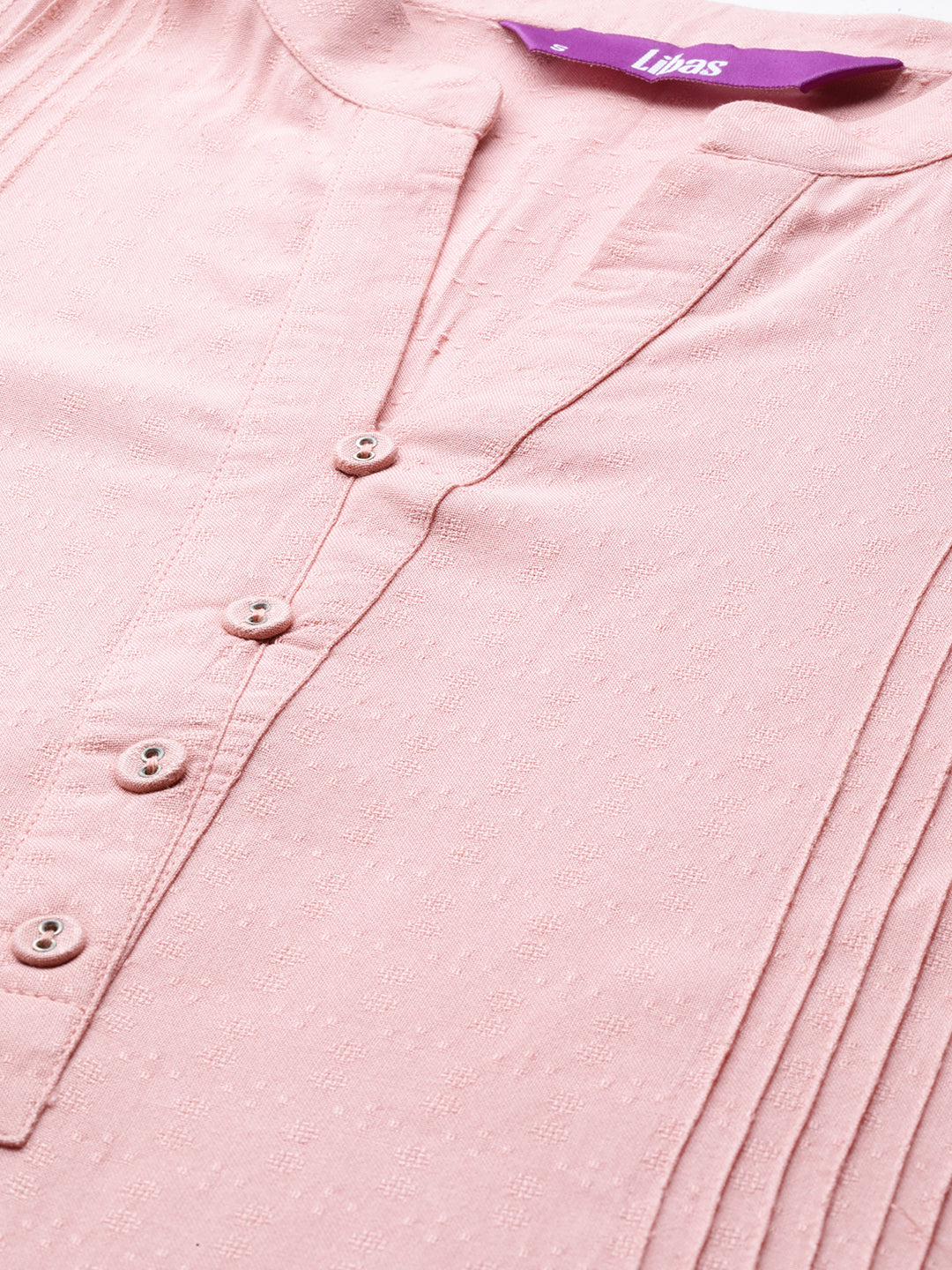 Peach Woven Design Rayon Straight Kurti