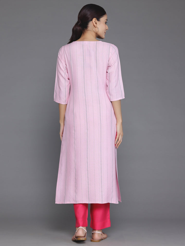Pink Yoke Design Rayon Straight Kurta