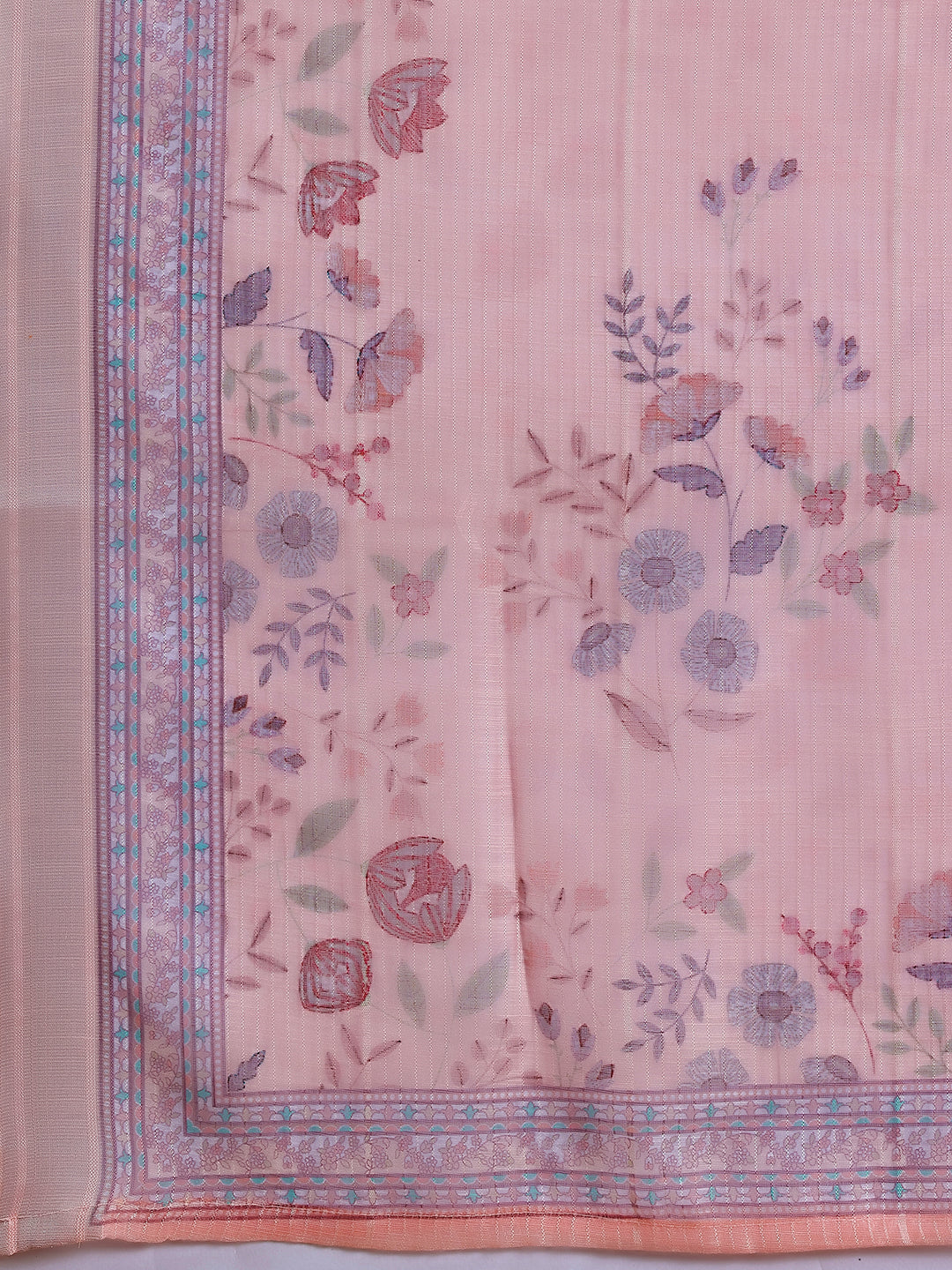 Peach Printed Chanderi Silk Straight Suit With Dupatta
