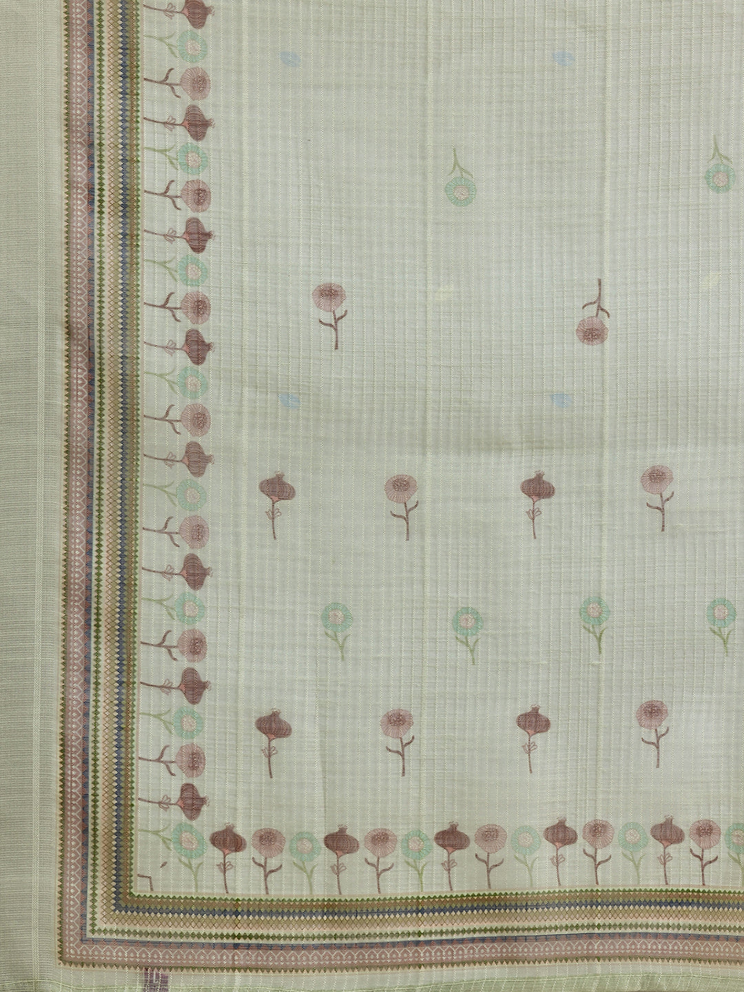 Green Printed Chanderi Silk Straight Suit With Dupatta