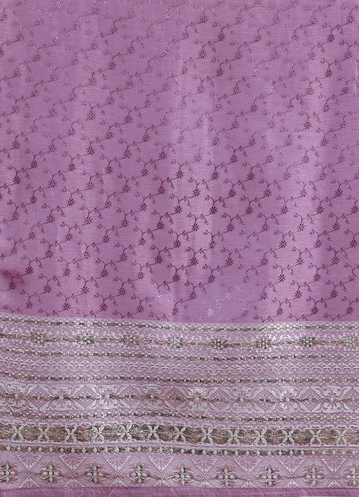 Lilac Woven Design Silk Blend Straight Suit With Dupatta