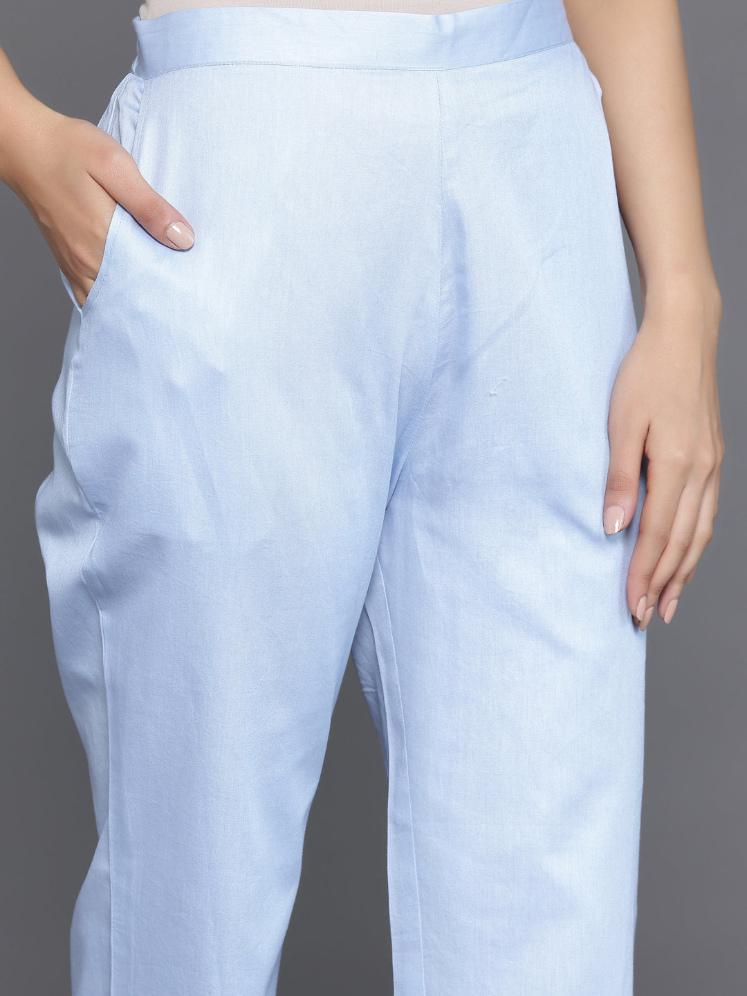 Blue Embroidered Chanderi Silk Straight Suit With Dupatta