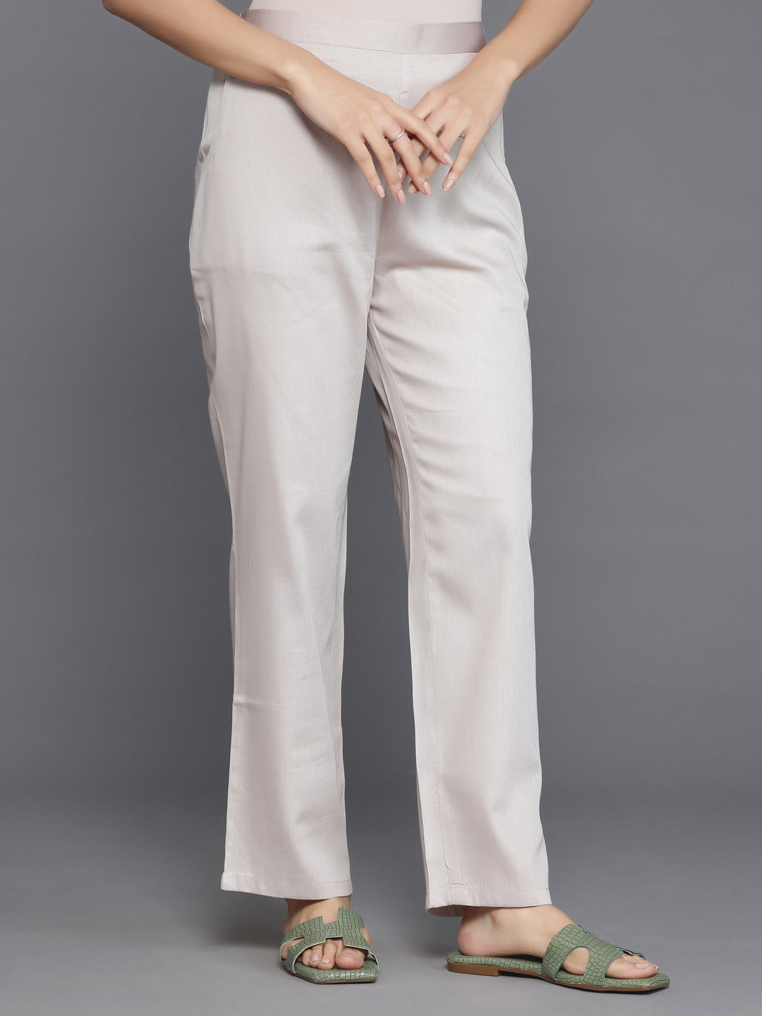 Beige Yoke Design Chanderi Silk Straight Suit With Dupatta