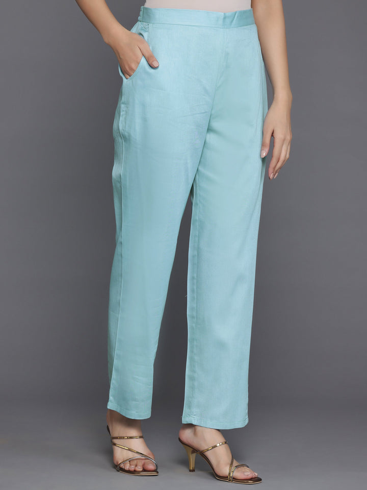 Blue Embroidered Chanderi Silk Straight Suit With Dupatta