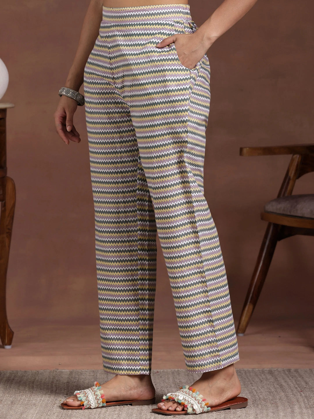 Yellow Printed Cotton Straight Kurta Set