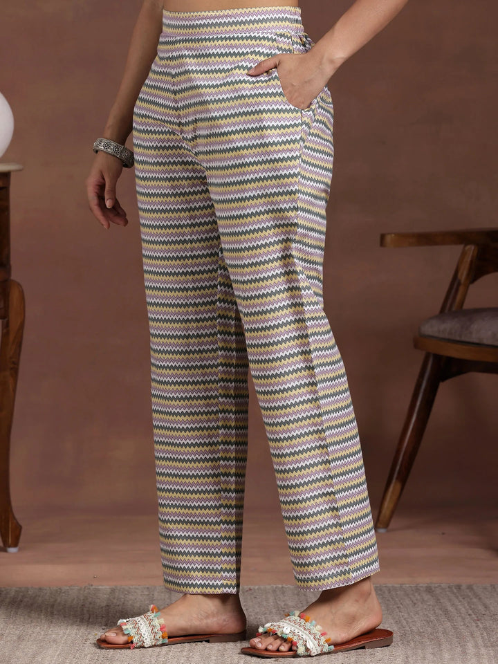 Yellow Printed Cotton Straight Kurta Set