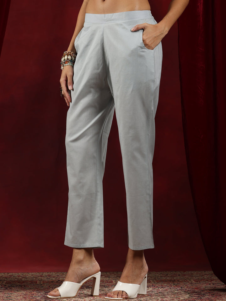 Libas Art Grey Yoke Design Chanderi Silk Straight Suit With Dupatta