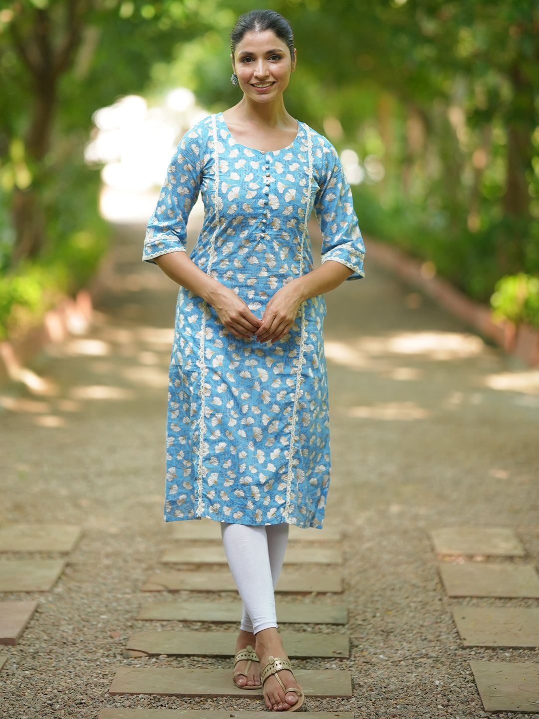 Printed Kurti A Line Long Kurtis Online Shop Blue Digital Print A