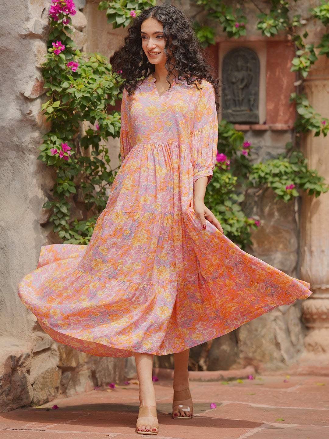 Buy Pink Printed Rayon Fit and Flare Dress Online in USA at $25.00 Buy Pink Printed Rayon Fit and Flare Dress Online in USA at $25.00