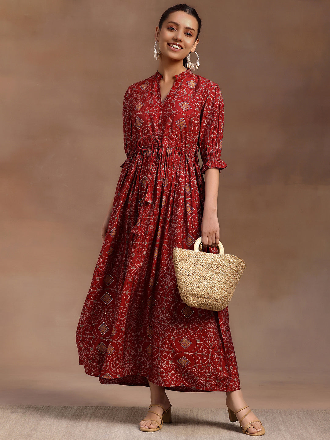 Buy Red Printed Silk A-Line Dress Online in USA at $28.00 | Libas Buy Red Printed Silk A-Line Dress Online in USA at $28.00 | Libas