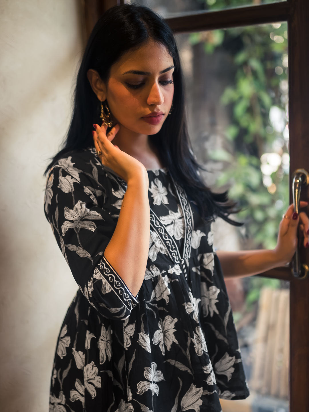 white christmas dresses Short Kurti with Printed Skirt Set for Women main image 0