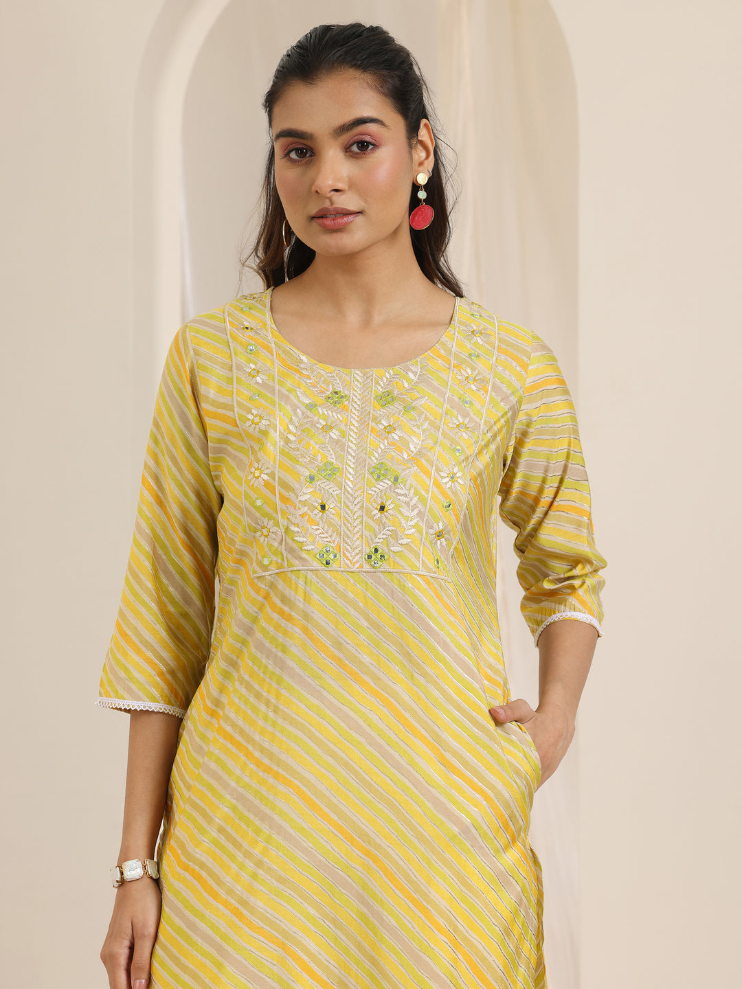 Mustard Printed Silk Blend Straight Kurta