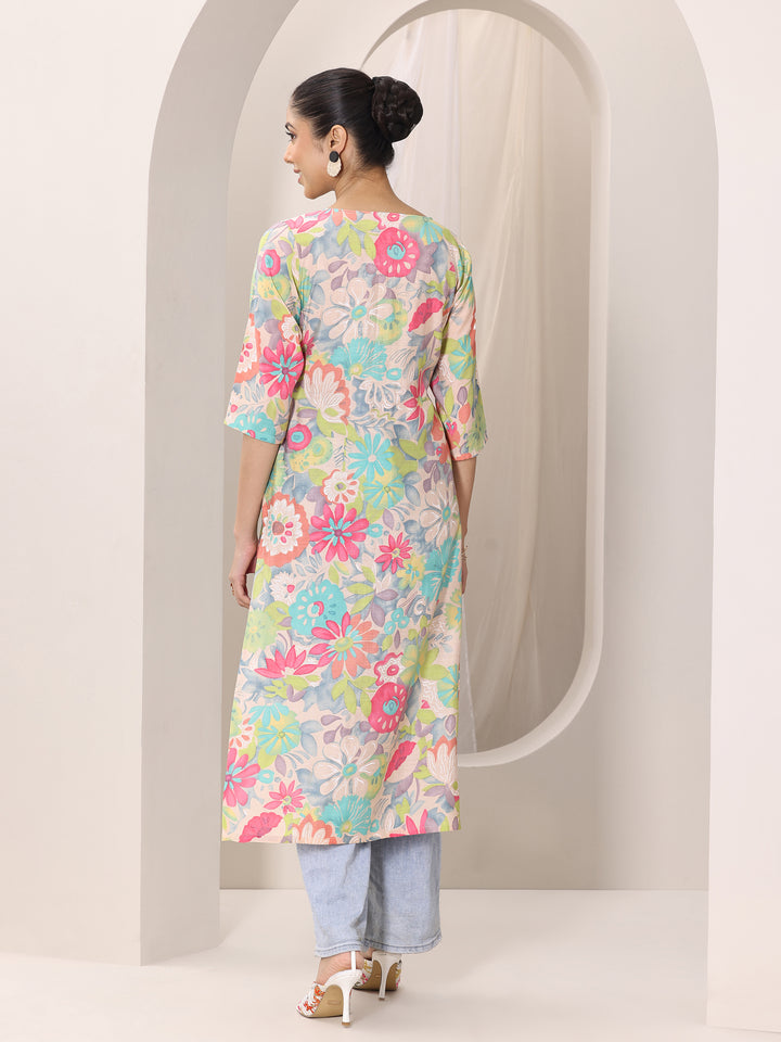 Multi Printed Silk Blend Straight Kurta