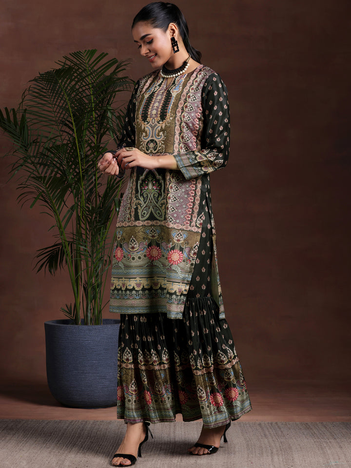 Multi Printed Silk Blend Straight Suit With Dupatta