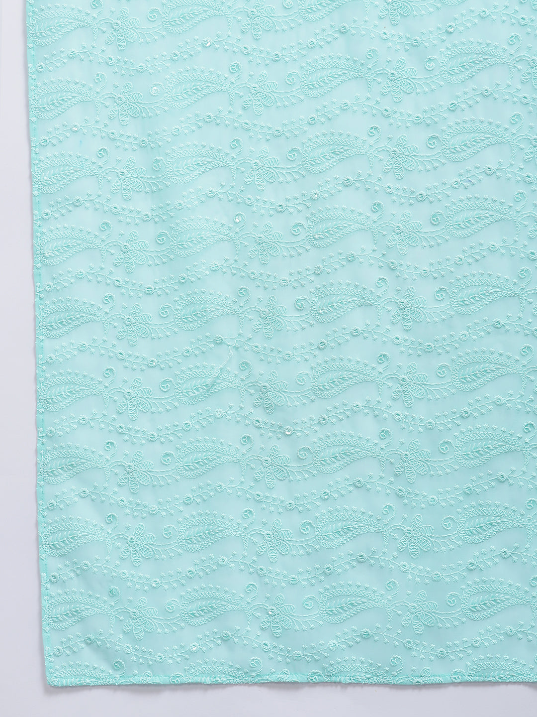 Turquoise Blue Embroidered Georgette Saree