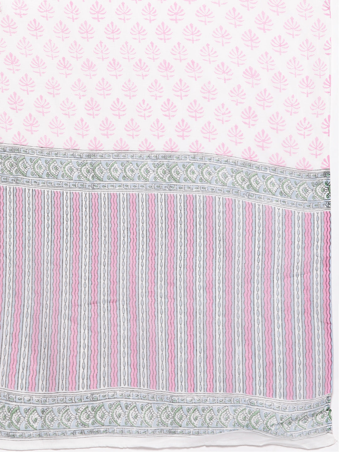 Pink Printed Cotton Straight Suit With Dupatta