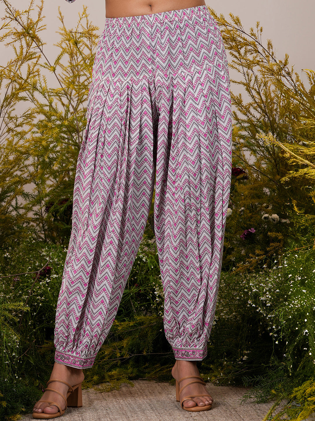 Pink Printed Cotton Straight Suit With Dupatta