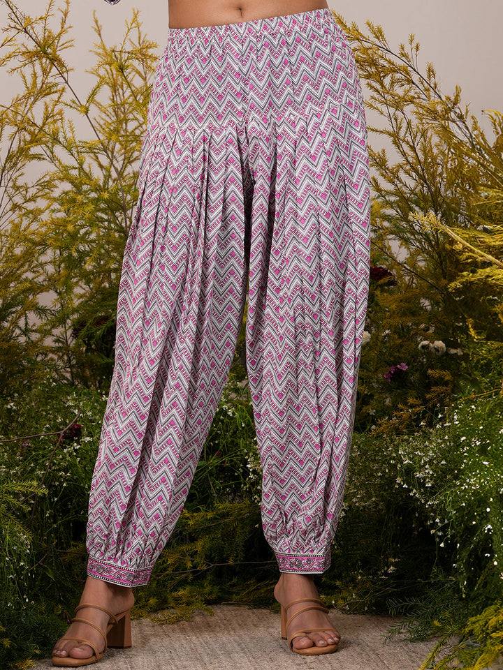 Pink Printed Cotton Straight Suit With Dupatta