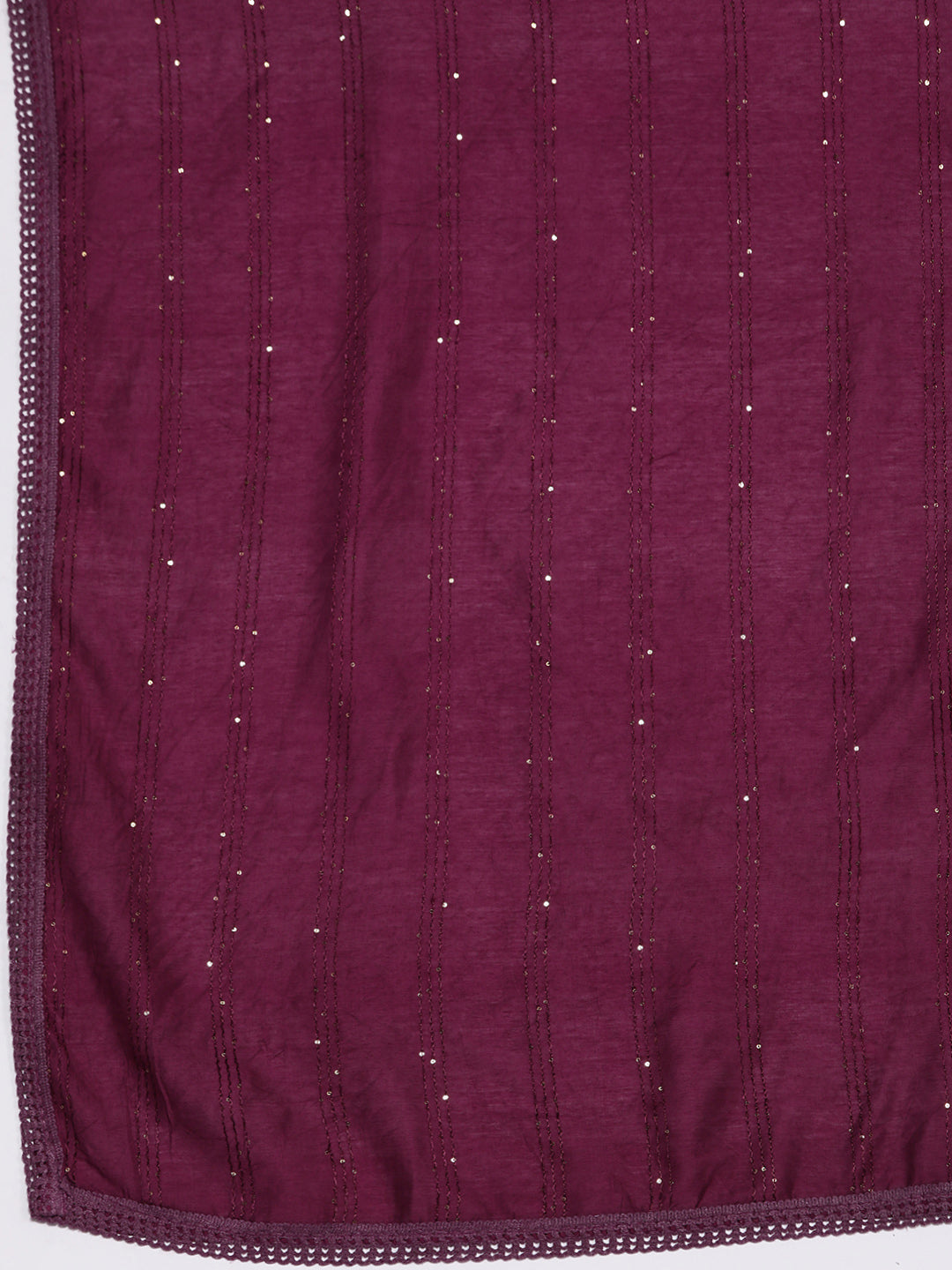 Wine Embroidered Silk Blend Straight Suit With Dupatta