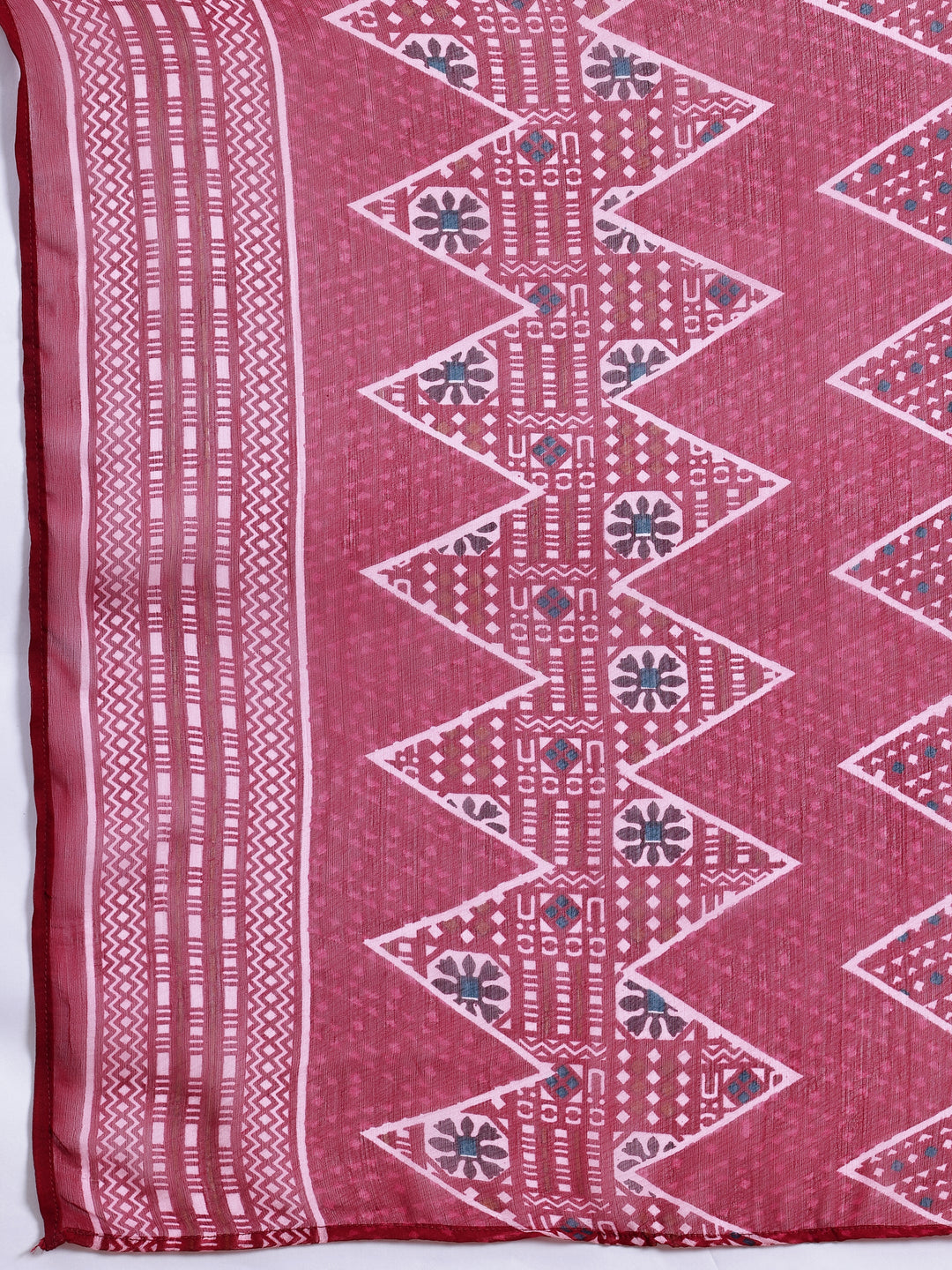 Maroon Printed Silk Blend A-Line Kurta With Palazzos & Dupatta