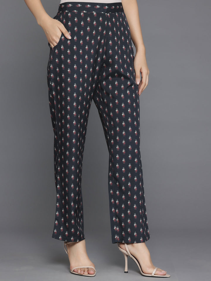 Black Printed Poly Crepe Straight Kurta Set